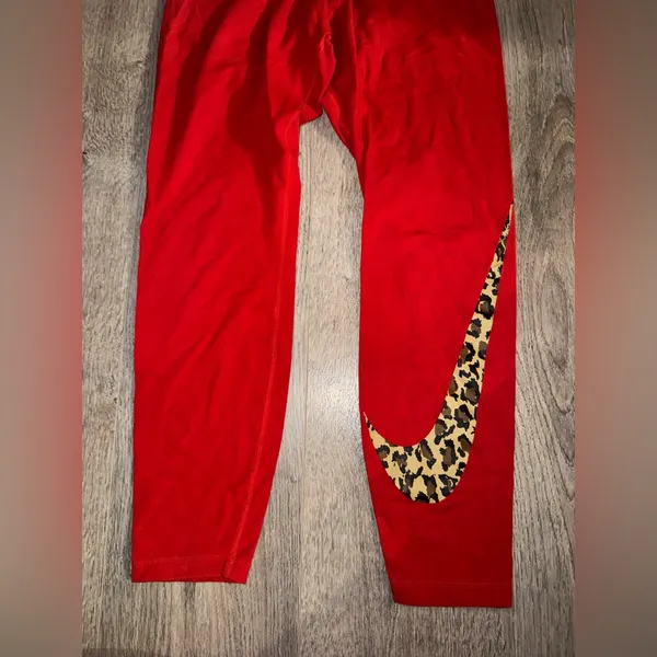Rare Red Nike Cheetah Swoosh Pants - Y2K - Image 2