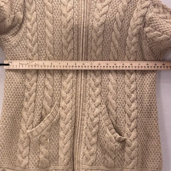Vintage Aran Crafts Merino Cardigan Cream Large‎ - Image 14