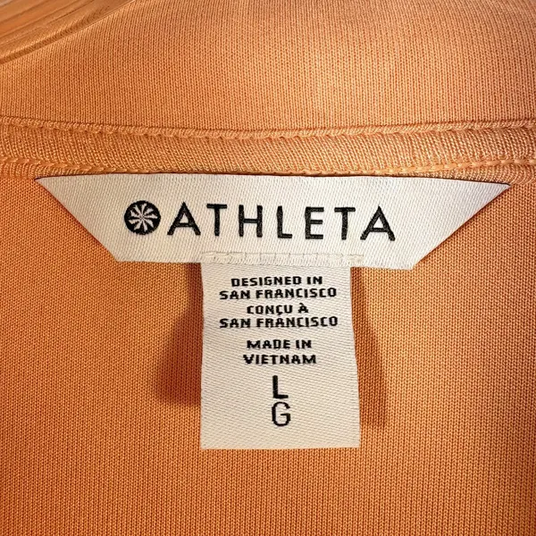 Athleta Seasoft‎ Rib 1/4 Zip Popover Sweatshirt Apricot Orange Women Large NEW - Image 6