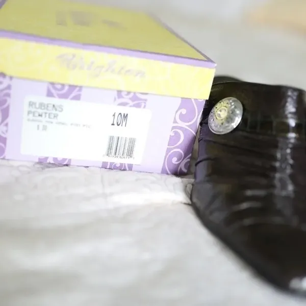 Brighton Rubens‎ Bronze Patent Croc Leather Mules 10 - Image 4
