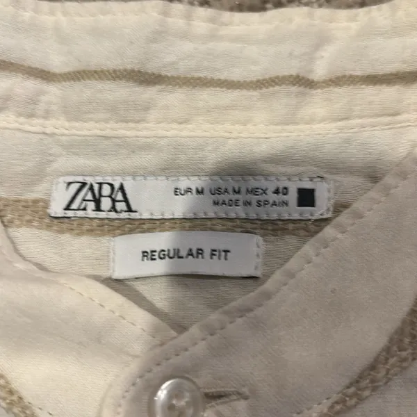 Zara Cream Striped Button-Up Blouse - Image 3
