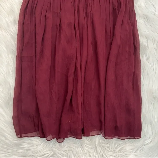 J. Crew Womens Size 6 Nadia Strapless Bridesmaid Dress Burgundy Red Silk Chiffon - Image 4