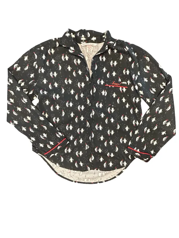 VTG Victoria's Secret The Dreamer Flannel Pj Set tuxedo Penguin Holiday cozy SM - Image 5