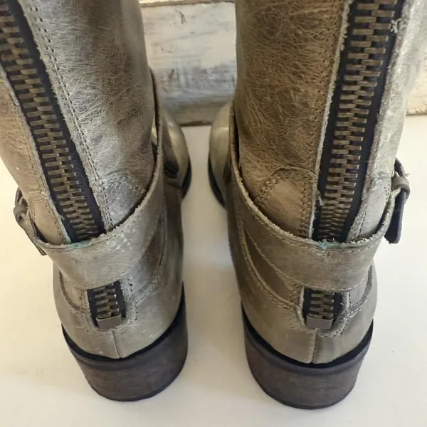 Source Unknown Charles David Boots Womens Size‎ 7.5 Taupe Leather Riding Knee High Made Italy - Image 5