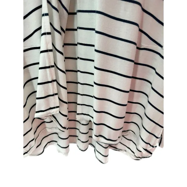 We The Free Pull On Top Jersey Knit White Navy Stripe Spit Front‎ Oversized L - Image 3