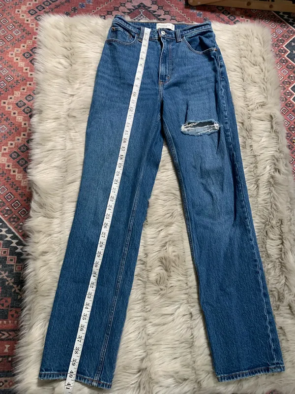 Abercrombie & Fitch Jeans Women The 90s Straight Ultra High Rise Curve Love 2/26 - Image 5