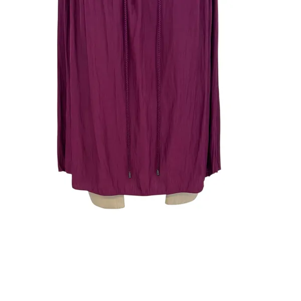 Ramy Brook Blouse Top Long Sleeve‎ Tassels Satin Burgundy Purple Size Large - Image 4