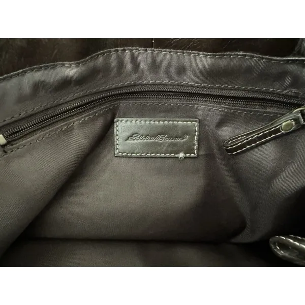 Vintage Eddie Bauer Brown Leather M Sized Satchel Purse Western City Classic‎ - Image 9