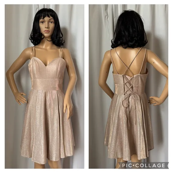 Chic Boutique NY gold glittery cocktail homecoming short dress corset medium - Image 2