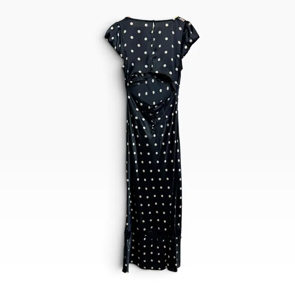 Free People Butterfly babe Polka Dot Satin Open Back Maxi Dress Black White M - Image 7