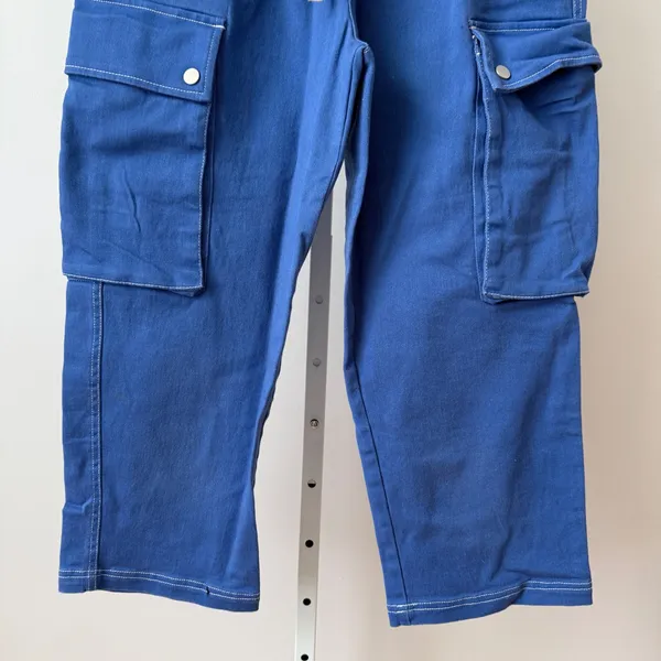 Urban Outfitters‎ sz S Blue Cargo Pants Drawstring Waist Skater Y2K - Image 3