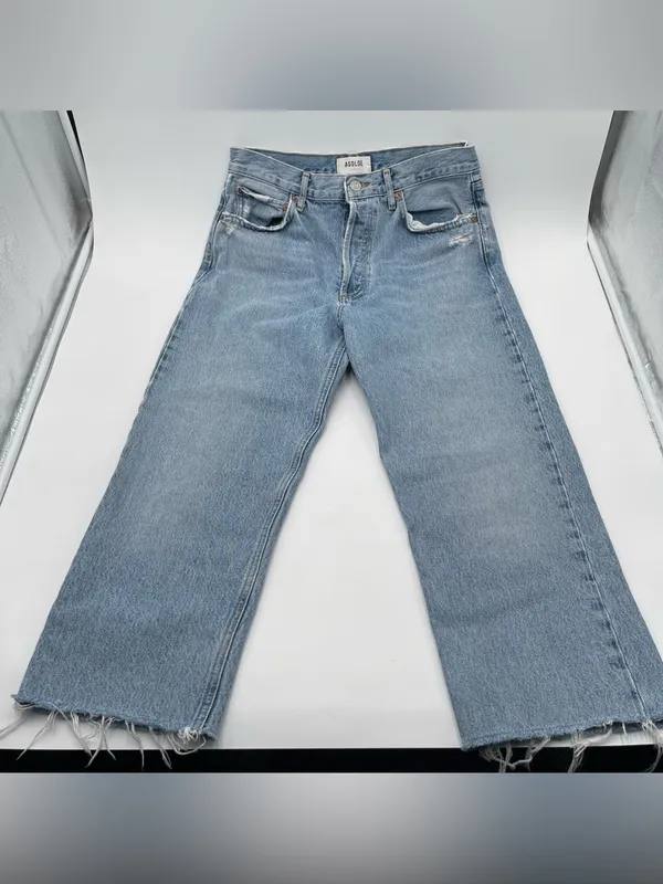 AGOLDE 90s Pinch Frayed Hem High Rise Straight Cropped Denim Jeans Sz 29 *READ* - Image 5