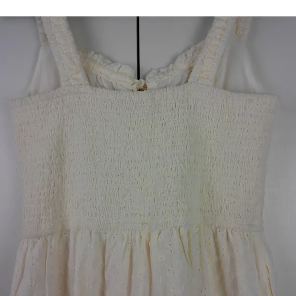 Sim & Sam Ivory Eyelet Smocked Tiered Midi Dress L NWT‎ Cottagecore Prairie Boho - Image 3