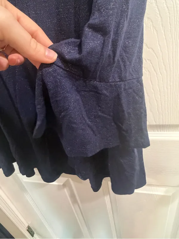 Cato Navy Blue Shimmer Bell Sleeve Top Size XL - Image 2