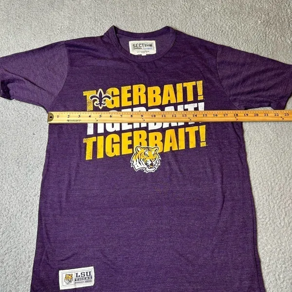 LSU T-Shirt Womens Medium Purple Tee TigerBait Section 101 Majestic‎ NEW - Image 6
