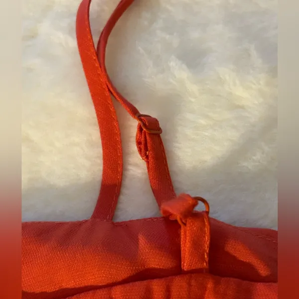 Judith march tiered maxi dress in rust/orange color spaghetti straps. Size L. - Image 8