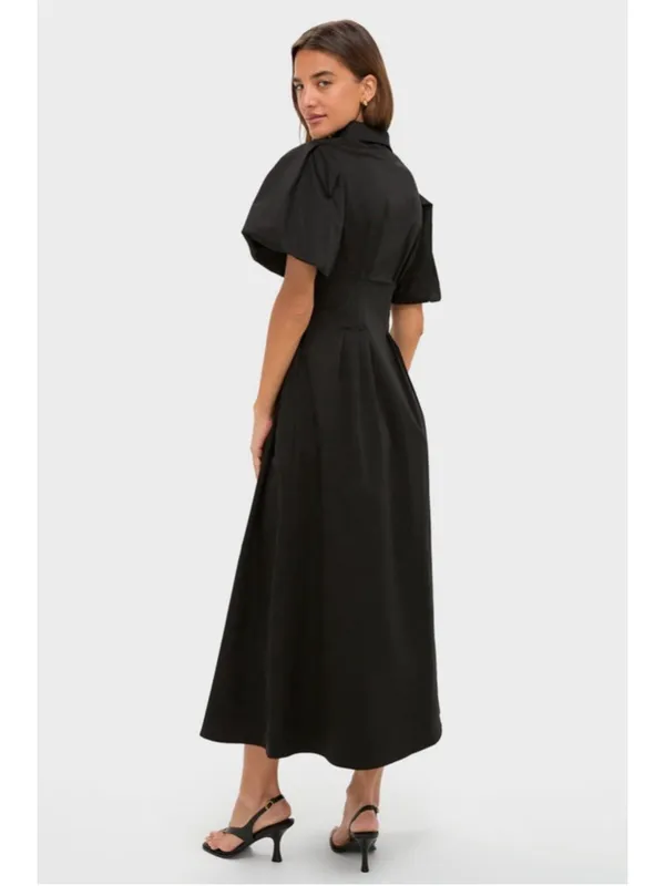 Tuckernuck Black Delaney Dress M Collar Puff Sleeve Classic Elegant Business - Image 4