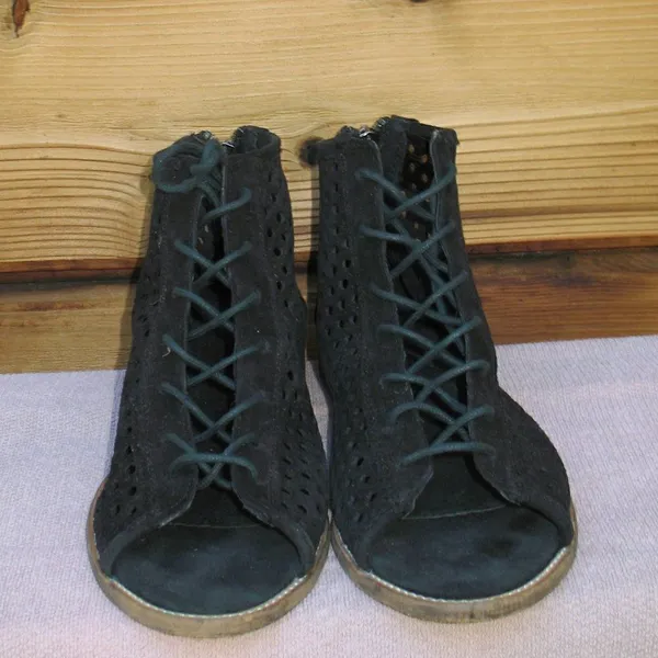 Black Laser Cut Booties  - Image 2