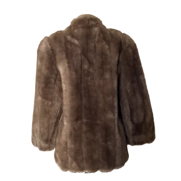 Vintage Made in USA Brown Faux Fur Coat Women’s Jacket Long - Image 3