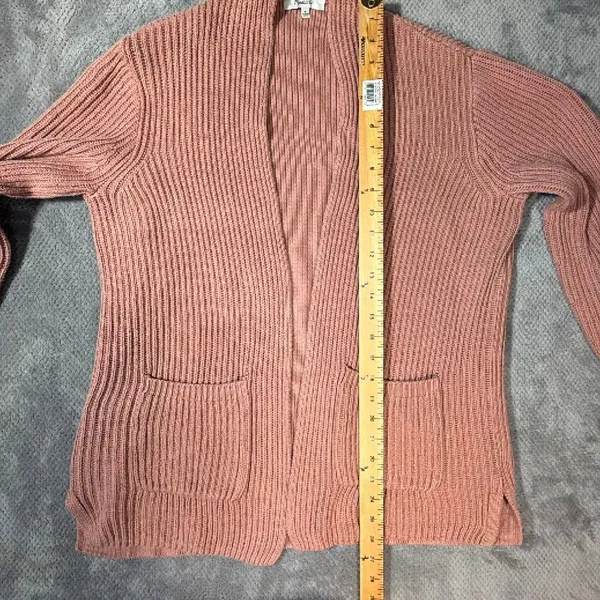 Madewell Dried Petal Pink Nolan Ribbed Open Front Cardigan Medium Cotton Pocket - Image 9