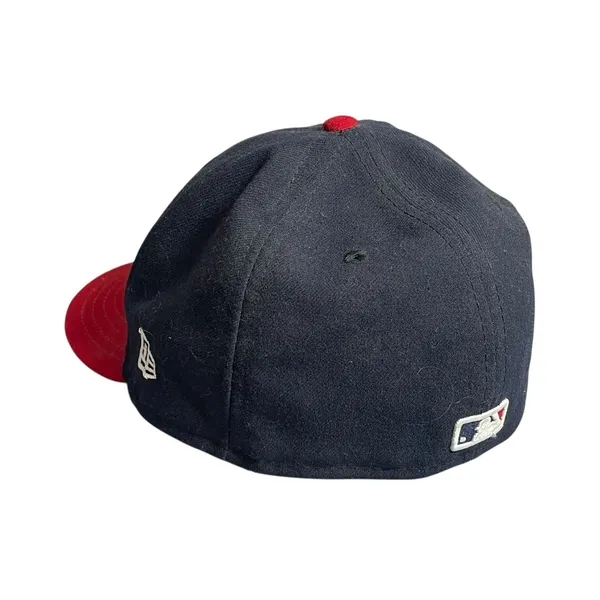 New Era Atlanta Braves On-Field 59Fifty Navy/ Red Embroidered Fitted Cap Hat 7.5 - Image 2