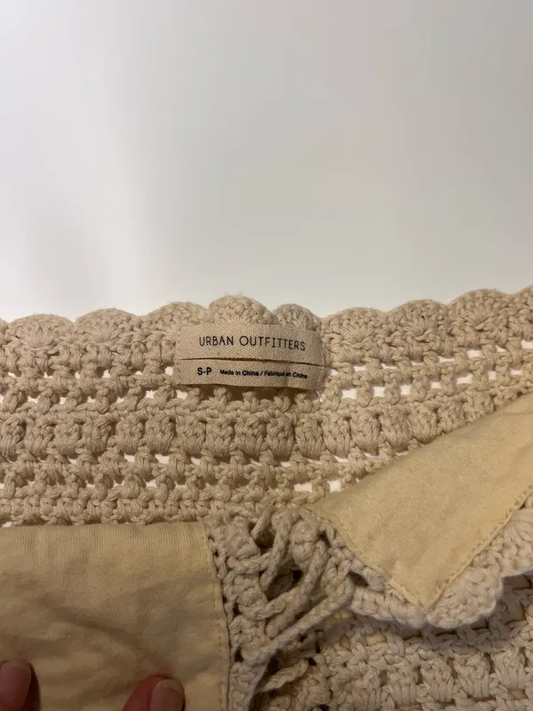 Urban Outfitters Cream Crochet Lace-Up Corset Tube Top Size Small - Image 2