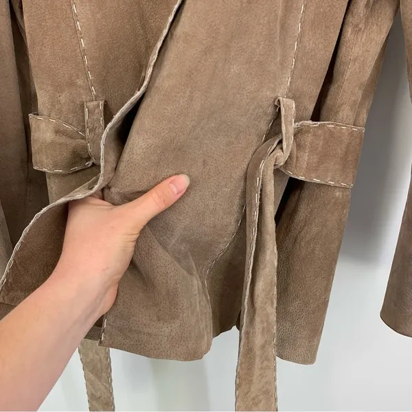 VTG OUTBROOK Suede Leather Jacket Tan L Size L - Image 4