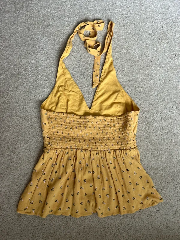 Yellow and Floral Halter Top  - Image 2