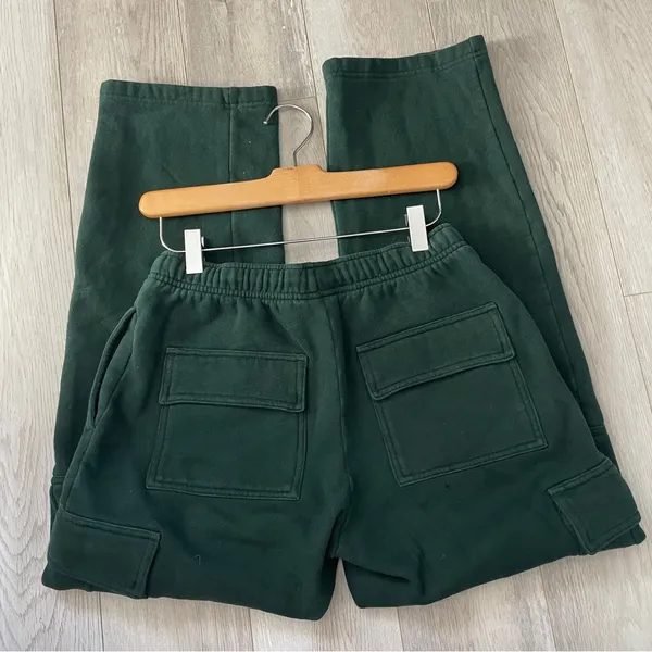 Aritzia Sweatfleece Sweatpants cargo baggy womens Green xsmall loungewear casual - Image 7