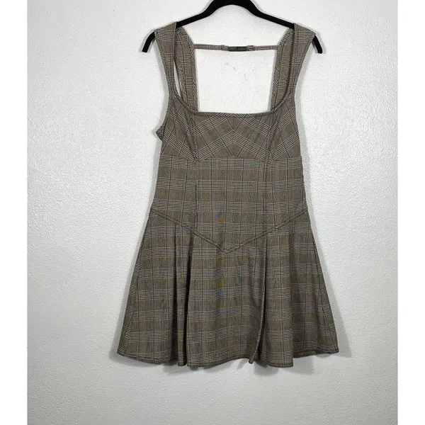 BDG Plaid Fit & Flare Mini Sleeveless Open Back Dress Size L - Image 16