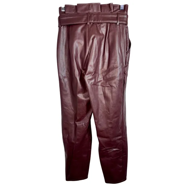 Abercrombie & Fitch Brown Vegan Leather High Rise Paperbag Pants Size XS Short - Image 2