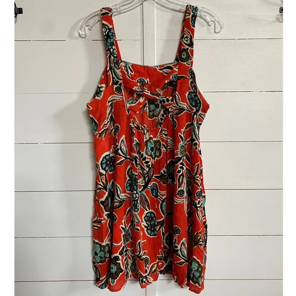 Band‎ of the Free Teresa Tangerine Floral Tank Mini Dress Medium Orange Boho - Image 5