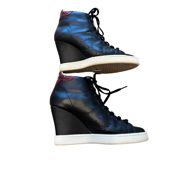 Adidas Originals Stan Smith Up Wedge Sneakers Black Red Snakeskin Leather W/US 7 - Image 5