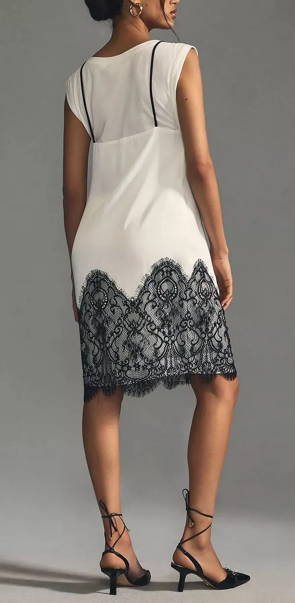 NWT $148 Woman’s Maeve Lace T-Shirt Slip Dress, Sz S - Image 2