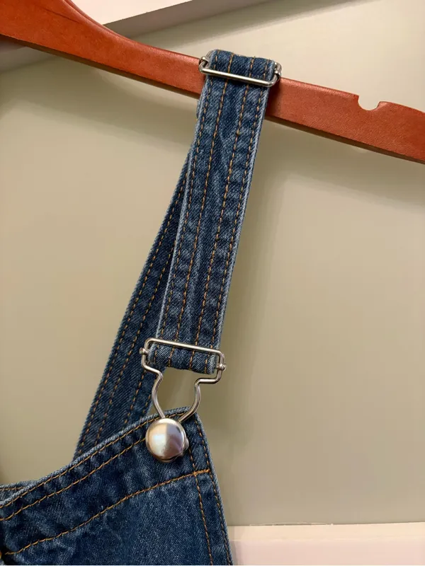 H&M Denim Overall Dress Size 6 - Image 4