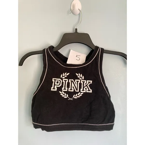 PINK Sports Bra Crop Medium Black Activewear Athleisure Athleticwear - Image 5