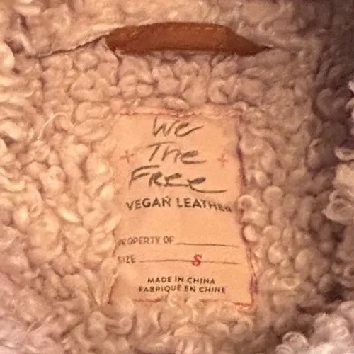 Free‎ People Vegan Leather Shearling Hooded Jacket Small Bohemian Western Winter - Image 8