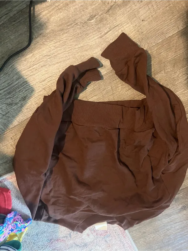 Aritzia Sunday best Brown Women's Cropped Crewneck Sweatshirt - Image 6