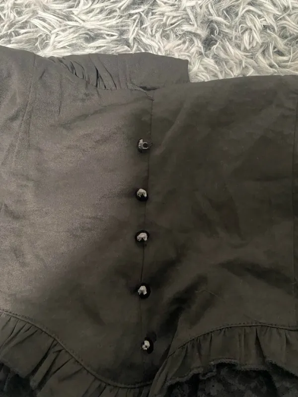 Black ruffle blouse with a lace up corset back - Image 8