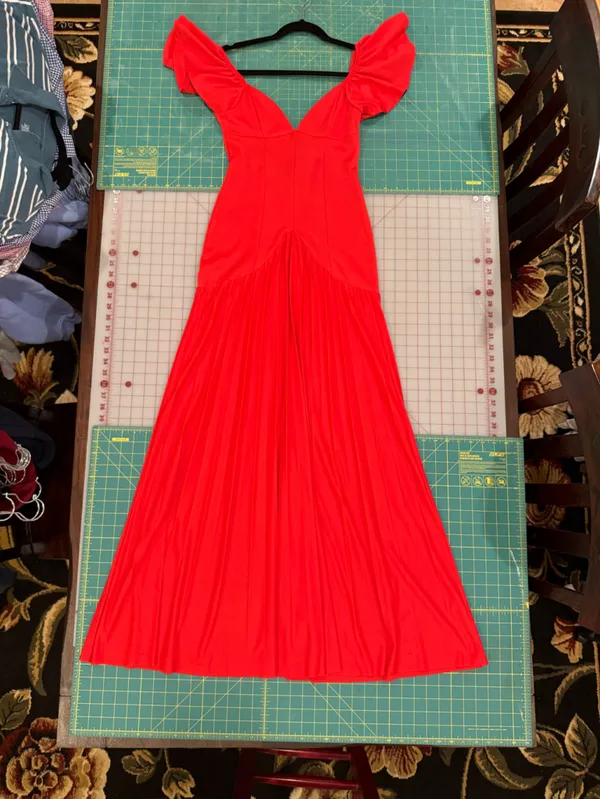 ASOS Red Flutter Sleeve V-Neck Maxi Gown - Image 5