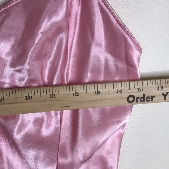 vtg Cacique 90s ladies pink button up‎ nightie babydoll romper size small sexy - Image 6