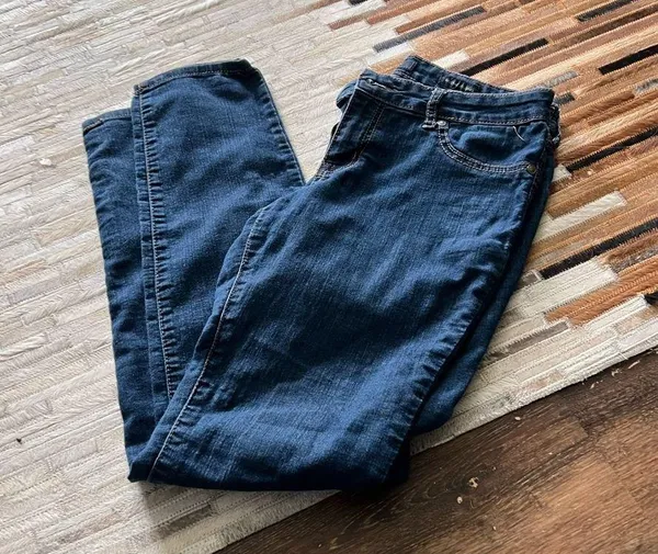 7 For All Mankind Blue Straight Leg Jeans - Image 2