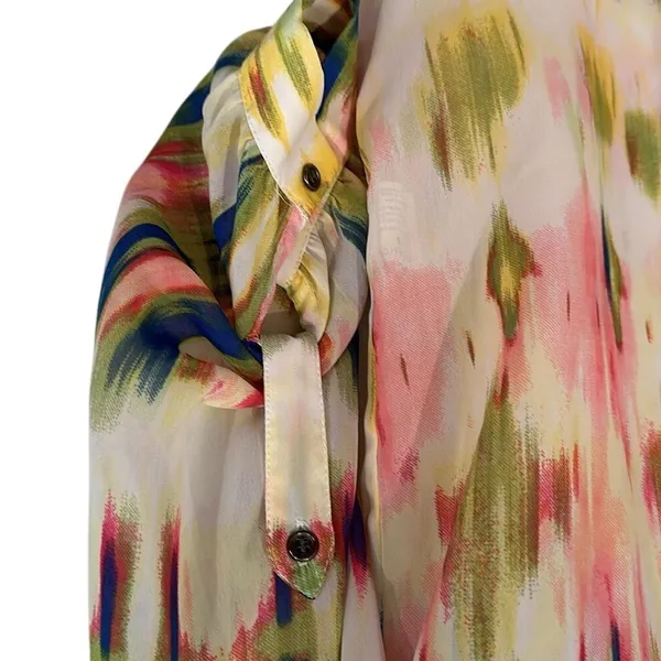 Vintage America Blues Blouse Womens S Multi Boho Peasant Coastal‎ Romantic Artsy - Image 3