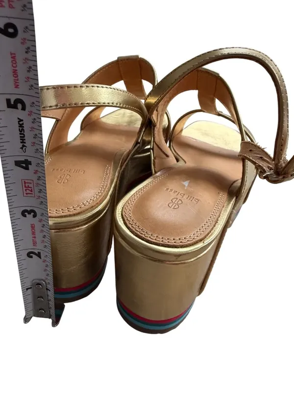 BILL BLASS Gold Platform Sandals Size 7.5 - Image 5
