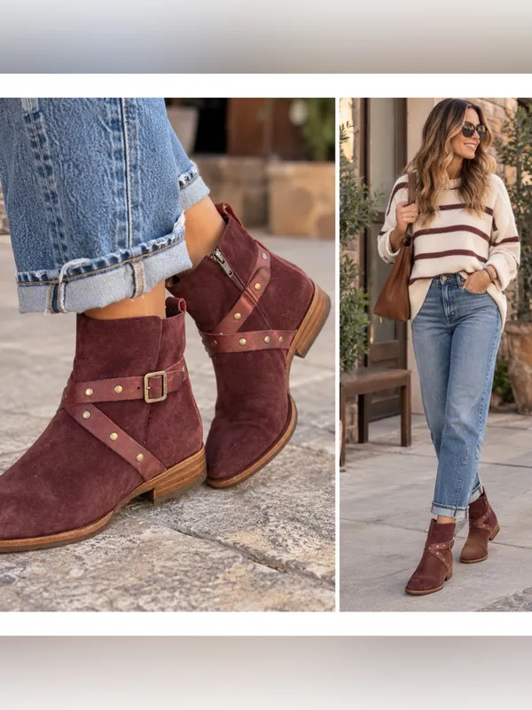 Kork-Ease Kenai Boots leather ankle boots burgundy 6.5 NEW - Image 2