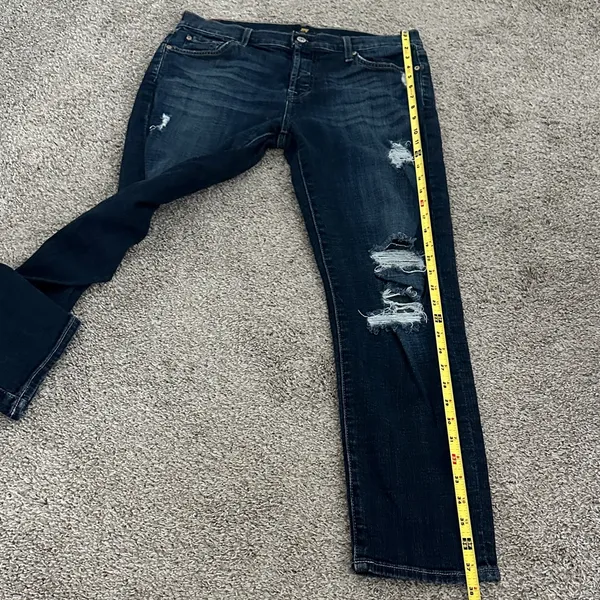 7 For All Mankind Josefina Dark Wash Distressed Women’s Skinny Boyfriend Jeans - Image 10