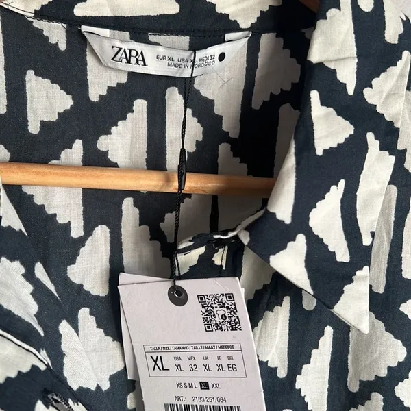 Zara New Long Print Collar Dress Black - Image 11