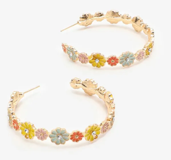 SimplyBeautyful Colorful Daisy Hoop Earrings….New - Image 2