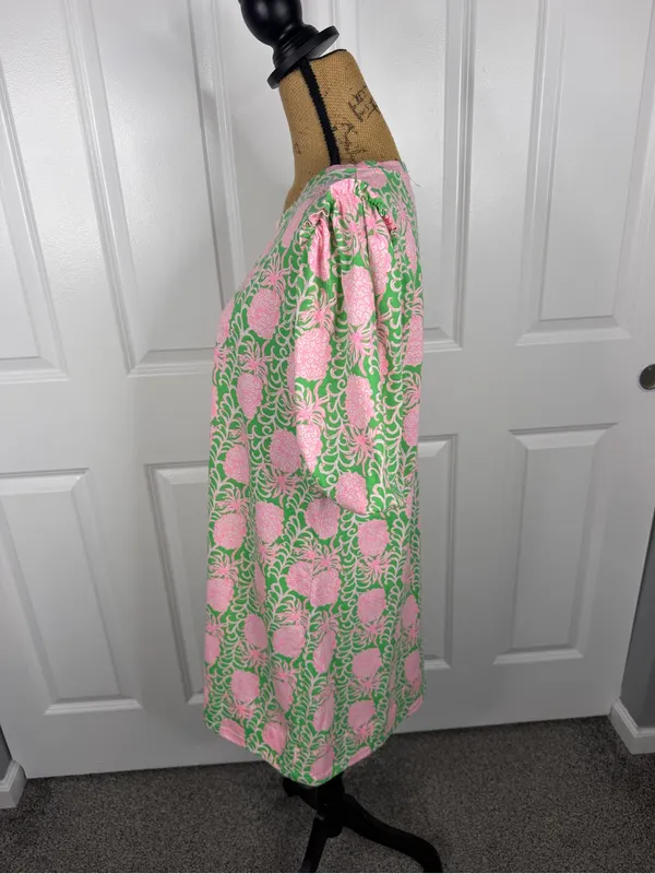 Lilly Pulitzer Size XL Pink Green Pineapple Print Cotton Shift Dress NWOT - Image 3