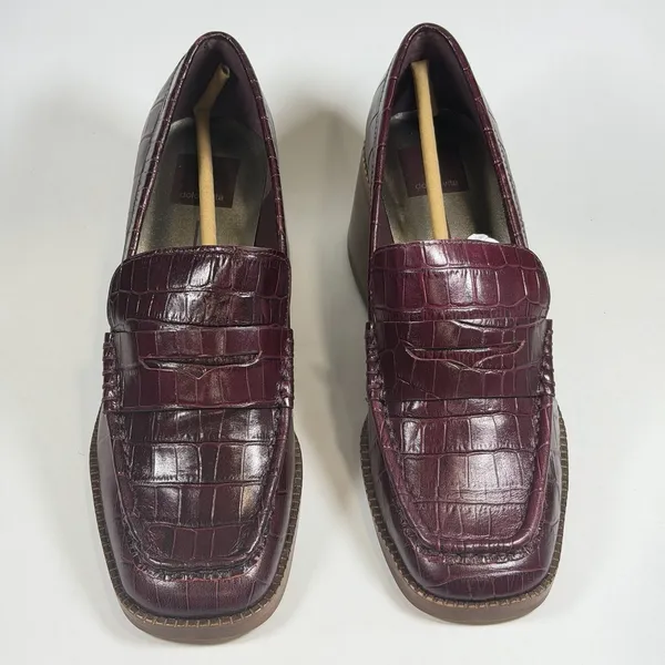 Dolce Vita Size-8.5 Loafers Talie Cabernet Leather Block‎ Heel Penny Burgundy - Image 9